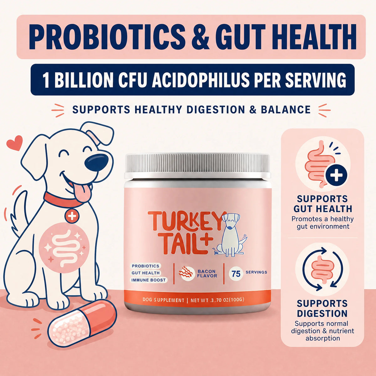 Dog Probiotic Supplement with Turkey Tail