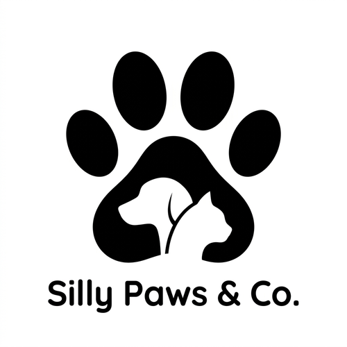 Revised Silly Paws & Co. logo with simple animal silhouettes
